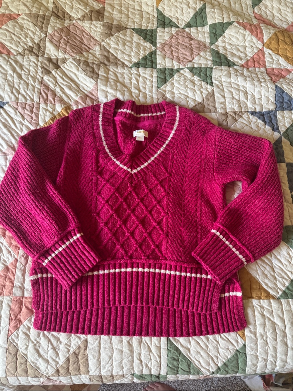 Maeve Tilly V-Neck Pullover Pink Sweater